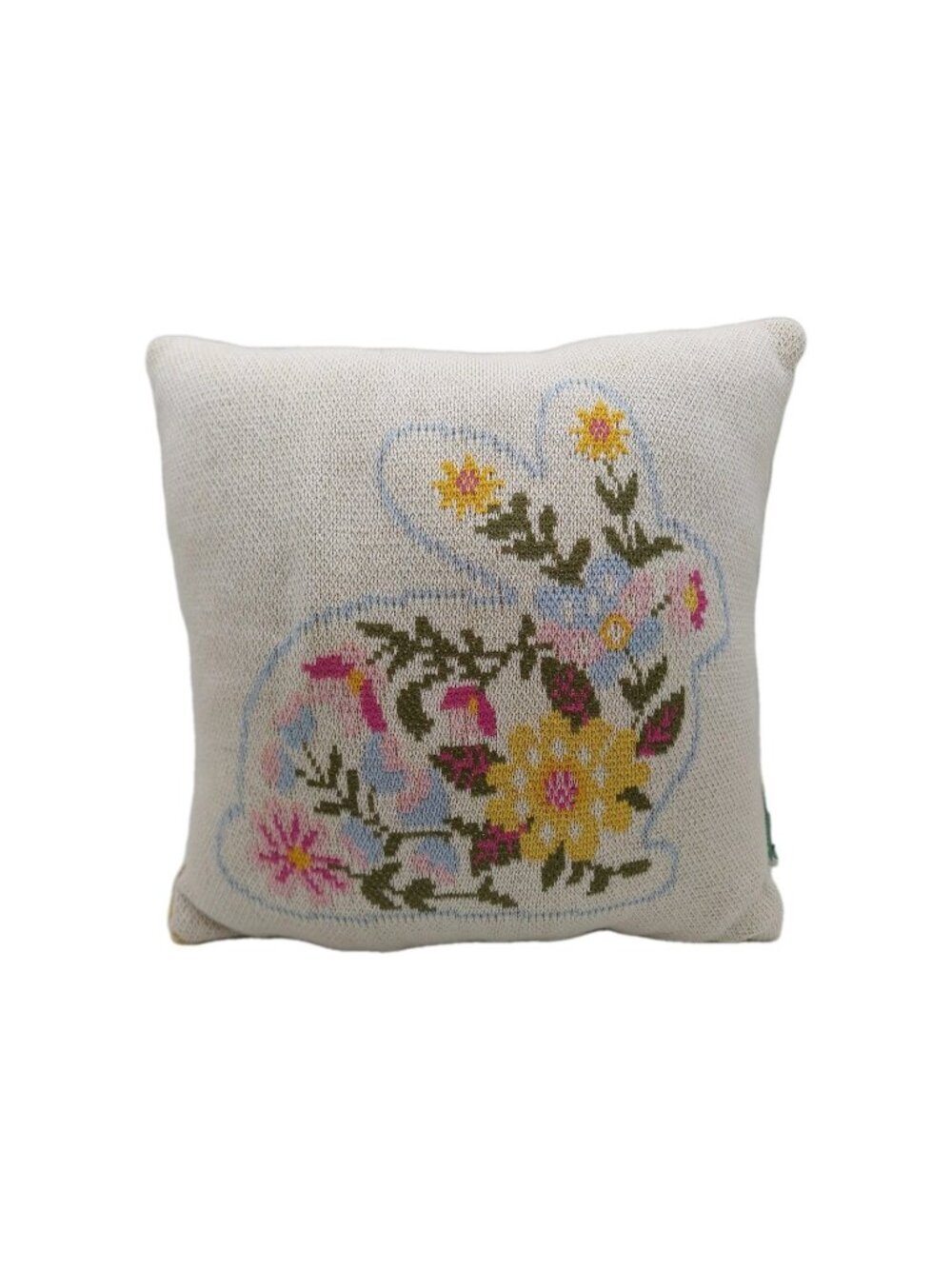Bunny Boulevard Embroidered Throw Pillow Bunny Floral Square 12"